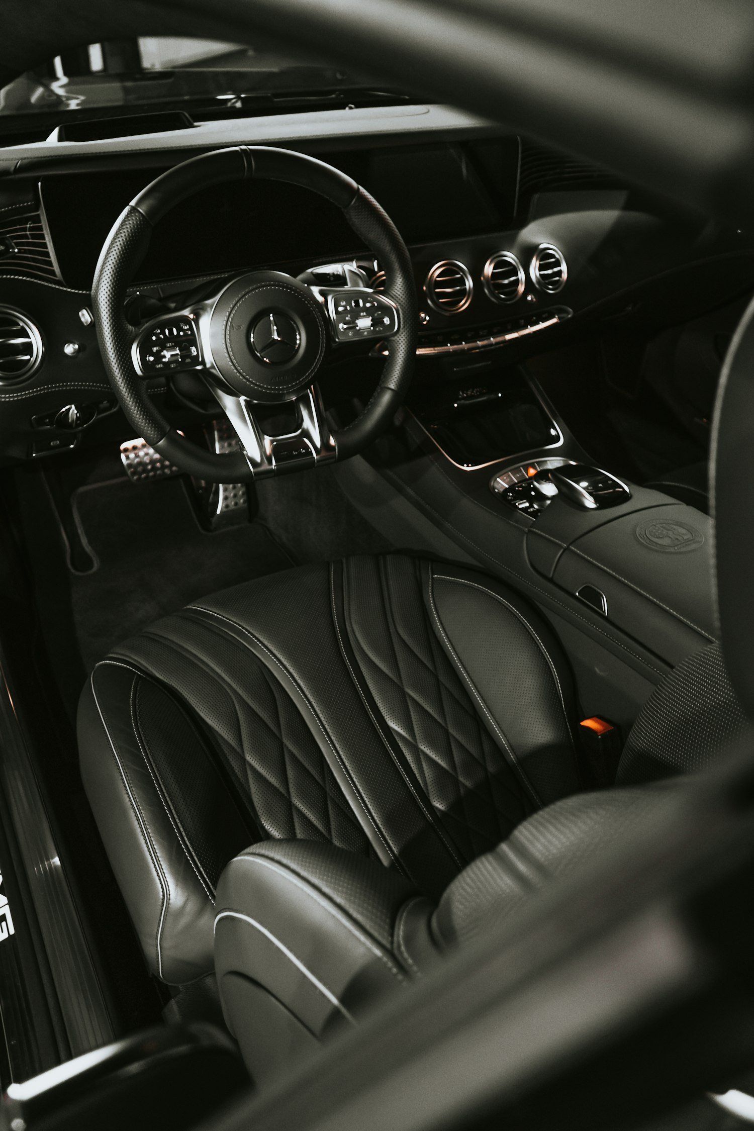 A sanitised, detailed car cabin